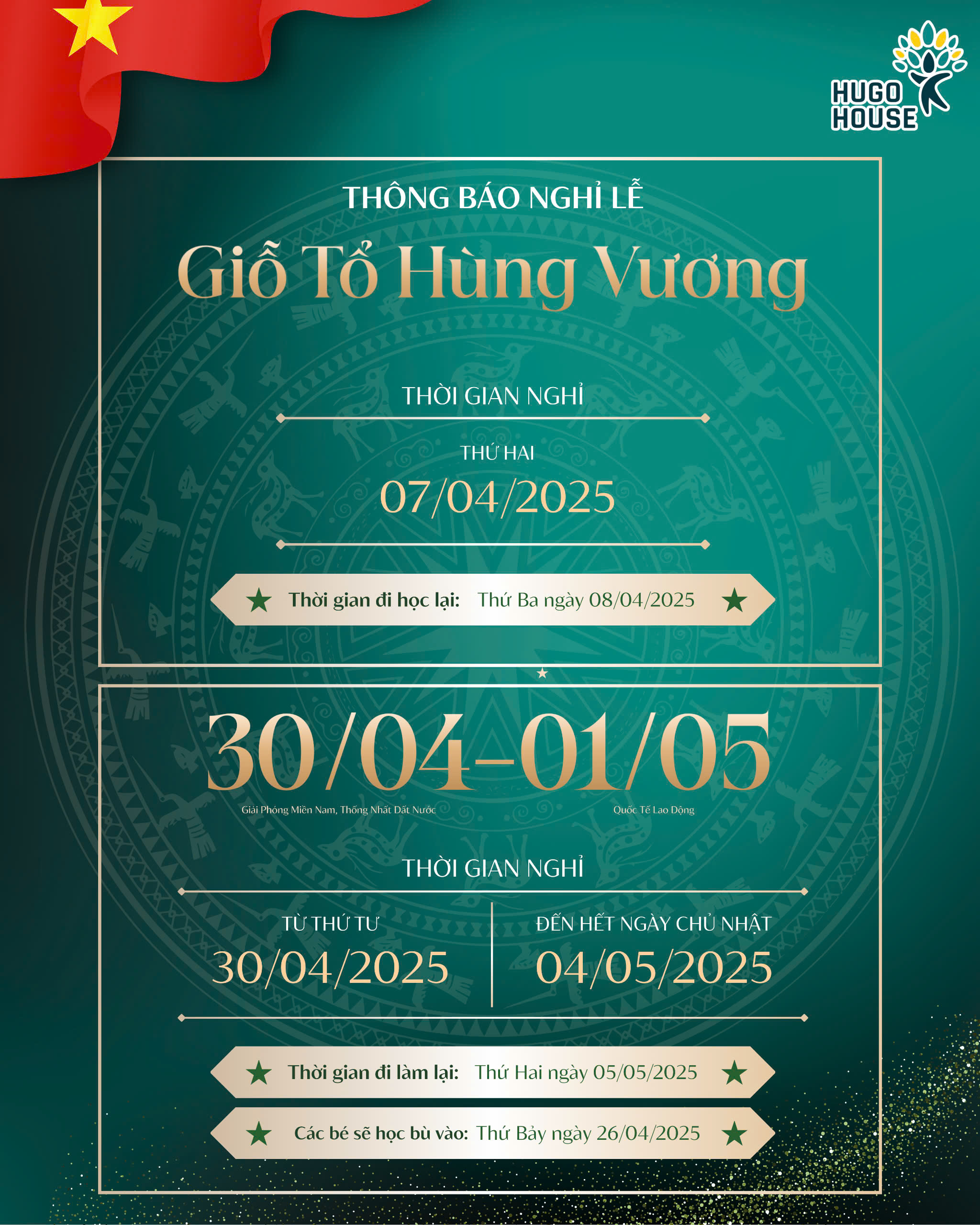 THÔNG BÁO NGHỈ LỄ HUGO HOUSE