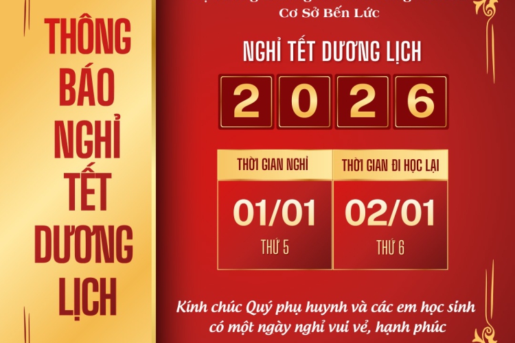 THÔNG BÁO NGHỈ TẾT DƯƠNG LỊCH 2026