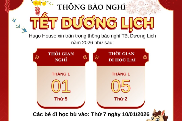 THÔNG BÁO THAY ĐỔI LỊCH NGHỈ TẾT DƯƠNG LỊCH